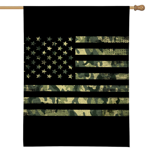 Camouflage American Flag Print House Flag
