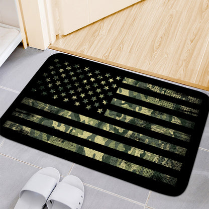 Camouflage American Flag Print Indoor Door Mat