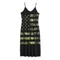 Camouflage American Flag Print Jersey Midi Cami Dress
