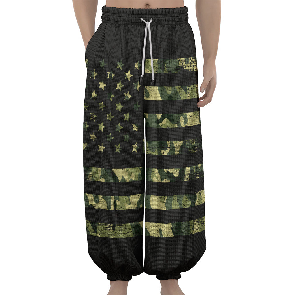Camouflage American Flag Print Lantern Pants