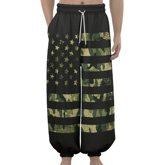 Camouflage American Flag Print Lantern Pants