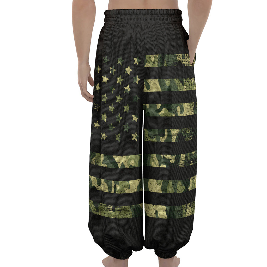 Camouflage American Flag Print Lantern Pants
