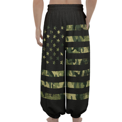 Camouflage American Flag Print Lantern Pants