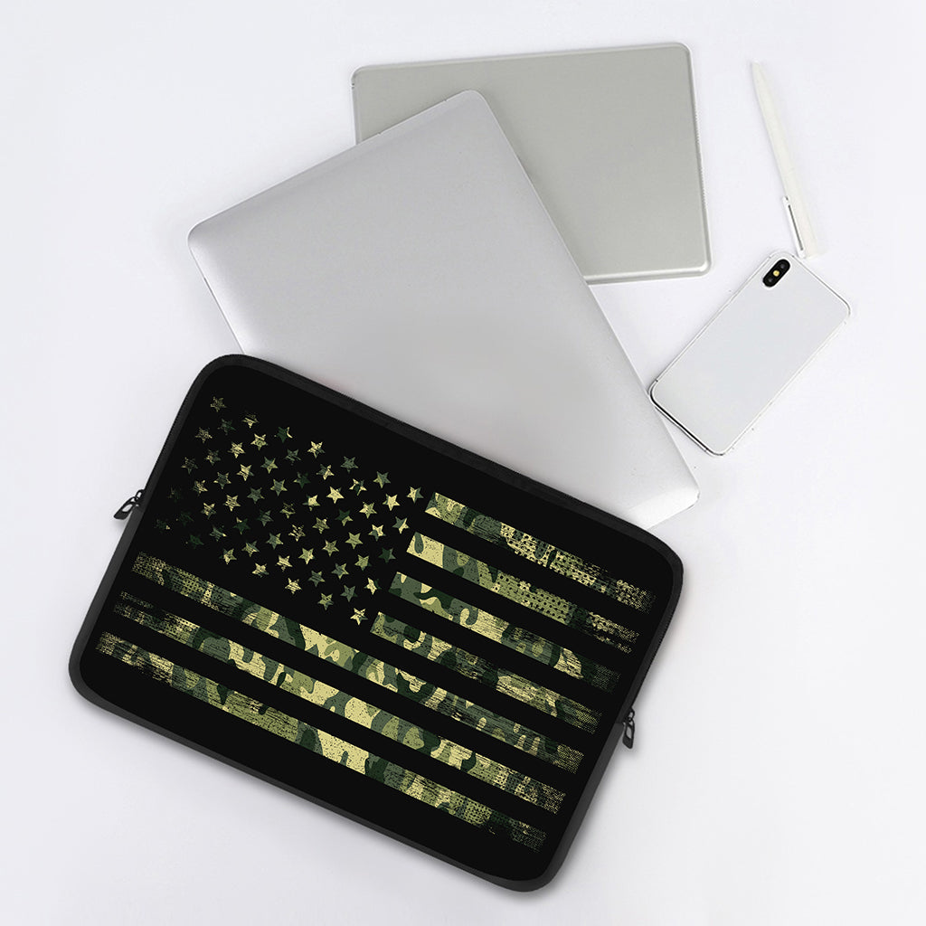 Camouflage American Flag Print Laptop Sleeve