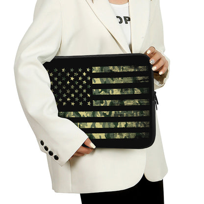 Camouflage American Flag Print Laptop Sleeve