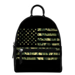 Camouflage American Flag Print Leather Backpack