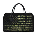 Camouflage American Flag Print Leather Duffel Bag