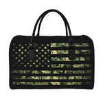 Camouflage American Flag Print Leather Duffle Bag