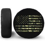 Camouflage American Flag Print Leather Spare Tire Cover