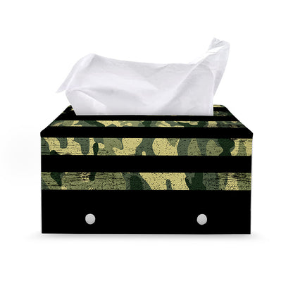 Camouflage American Flag Print Leather Tissue Box Cover