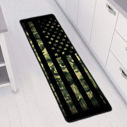 Camouflage American Flag Print Long Kitchen Mat