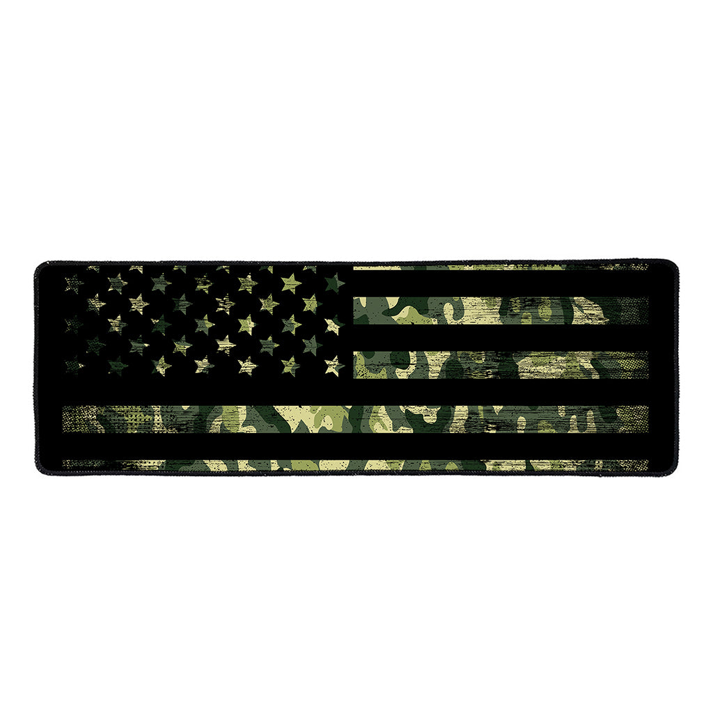 Camouflage American Flag Print Long Kitchen Mat