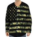 Camouflage American Flag Print Long Sleeve Baseball Jersey