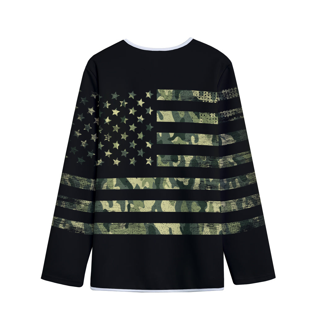 Camouflage American Flag Print Long Sleeve Short Coat