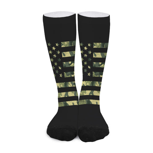 Camouflage American Flag Print Long Socks