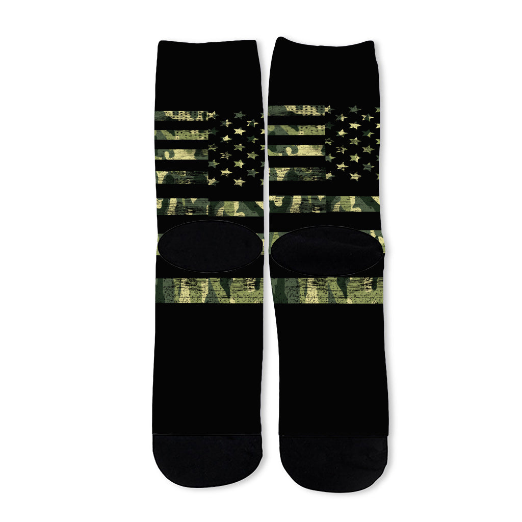 Camouflage American Flag Print Long Socks