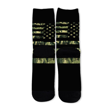 Camouflage American Flag Print Long Socks