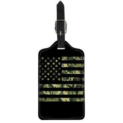 Camouflage American Flag Print Luggage Tag