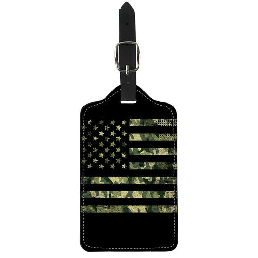 Camouflage American Flag Print Luggage Tag