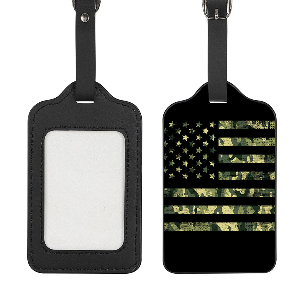 Camouflage American Flag Print Luggage Tag