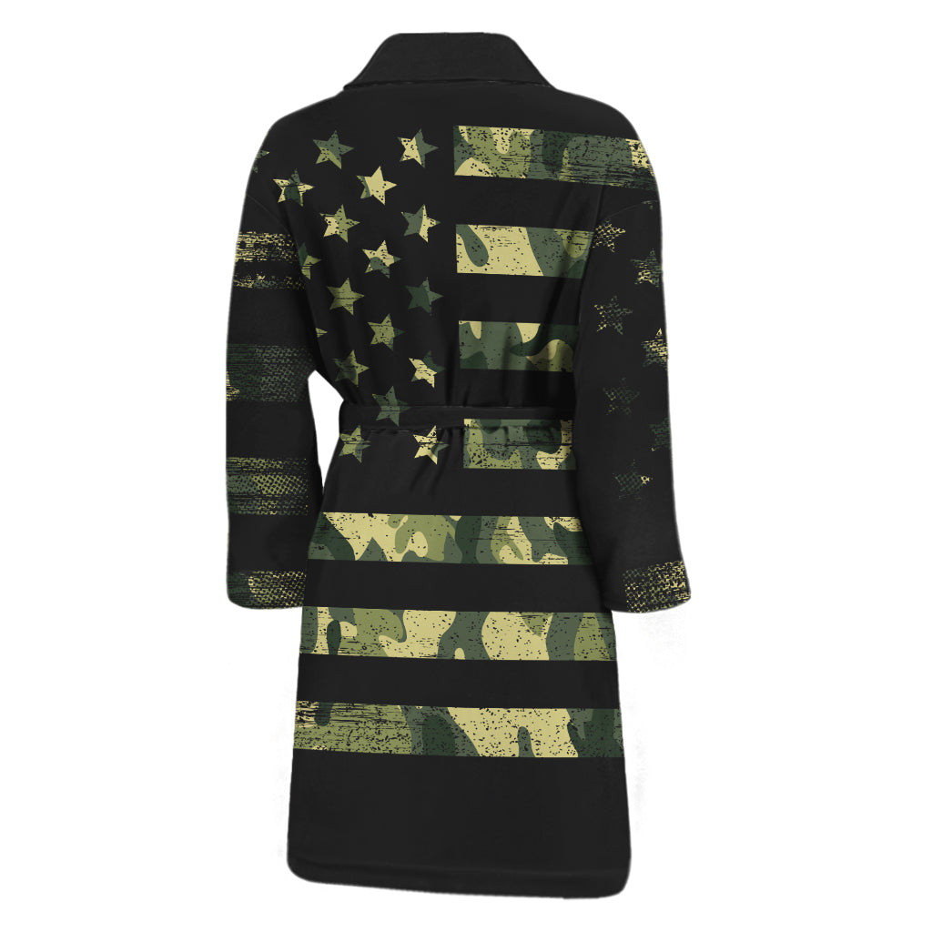 Camouflage American Flag Print Men's Bathrobe