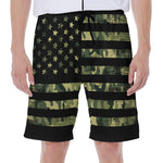 Camouflage American Flag Print Men's Beach Shorts