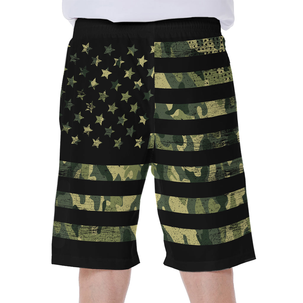 Camouflage American Flag Print Men's Beach Shorts