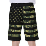 Camouflage American Flag Print Men's Beach Shorts