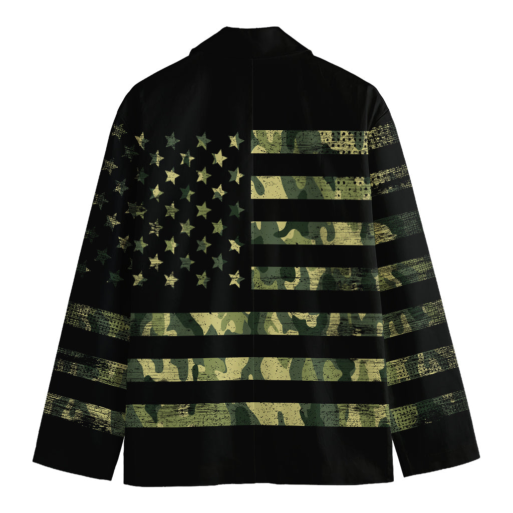 Camouflage American Flag Print Men's Blazer