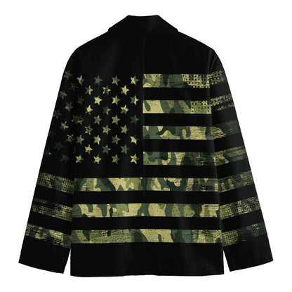 Camouflage American Flag Print Men's Blazer