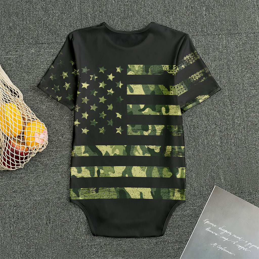 Camouflage American Flag Print Men's Bodysuit