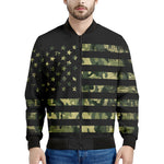 Camouflage American Flag Print Men's Bomber Jacket