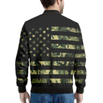 Camouflage American Flag Print Men's Bomber Jacket