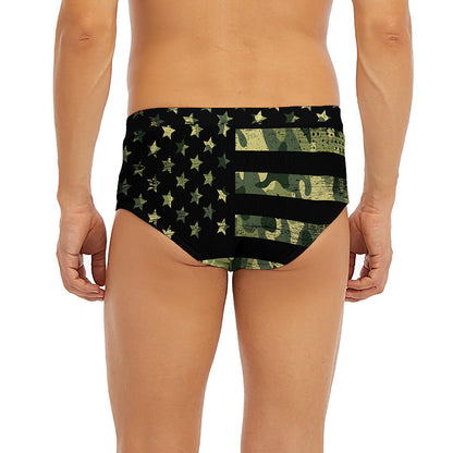 Camouflage American Flag Print Men's Briefs
