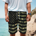Camouflage American Flag Print Men's Cargo Shorts