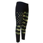 Camouflage American Flag Print Men's Compression Pants
