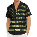 Camouflage American Flag Print Men's Deep V-Neck Shirt