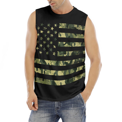 Camouflage American Flag Print Men's Fitness Tank Top