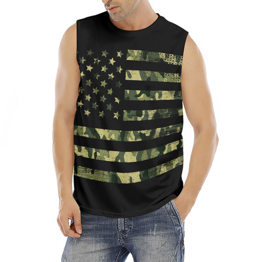 Camouflage American Flag Print Men's Fitness Tank Top