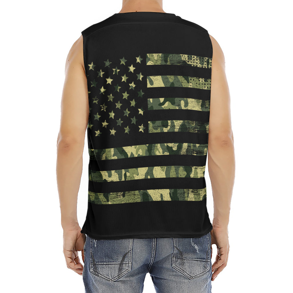 Camouflage American Flag Print Men's Fitness Tank Top