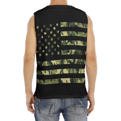 Camouflage American Flag Print Men's Fitness Tank Top