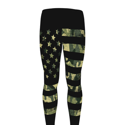 Camouflage American Flag Print Men's leggings