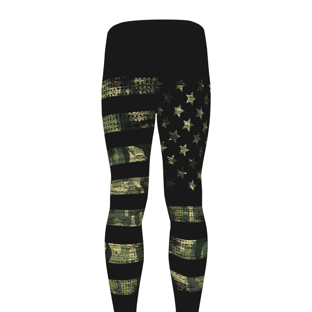 Camouflage American Flag Print Men's leggings