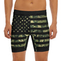 Camouflage American Flag Print Men's Long Boxer Briefs