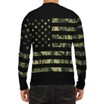 Camouflage American Flag Print Men's Long Sleeve Rash Guard