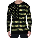 Camouflage American Flag Print Men's Long Sleeve T-Shirt