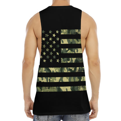Camouflage American Flag Print Men's Muscle Tank Top