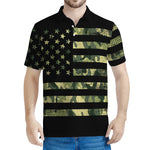 Camouflage American Flag Print Men's Polo Shirt