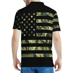 Camouflage American Flag Print Men's Polo Shirt