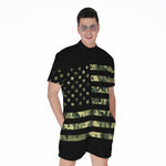Camouflage American Flag Print Men's Rompers